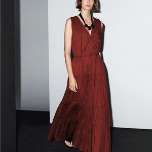 Massimo Dutti Red Cotton Maxi Dress